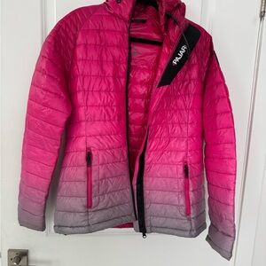Pajar Ombre Pink to Gray Gradient Light Puffer Jacket